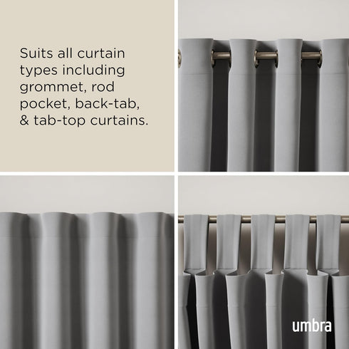 Umbra Twilight Curtain Rod Set - Wrap Around Design for Blackout or Room Darkening Panels, 28 to 48 Inches
