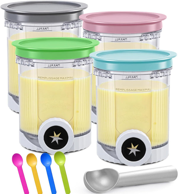 Creami Pints and Lids for Ninja Swirl, 4 pack Creamy Icecream Containers