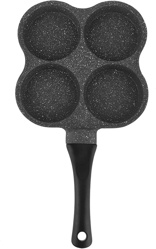 GLOGLOW Frying Pan, 14.4x7.7x1.0In Non-Stick Aluminum 4-Hole Pancake Omelet Maker, Practical Kitchen Utensil