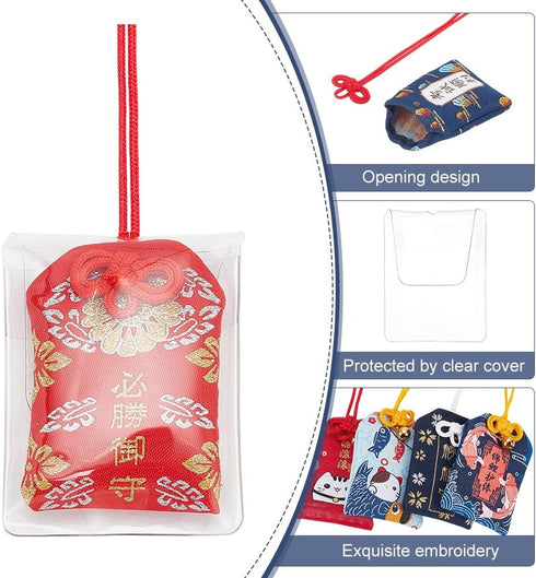8 Pieces Japanese Omamori Amulet Charms - Good Luck Hanging Sachet for Career, Love, and Success
