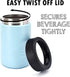 4-in-1 Double Wall Stainless Steel 12 oz Vacuum Insulated Can or Bottle Cooler - Powder Coated Light Blue - Fits 16 oz
