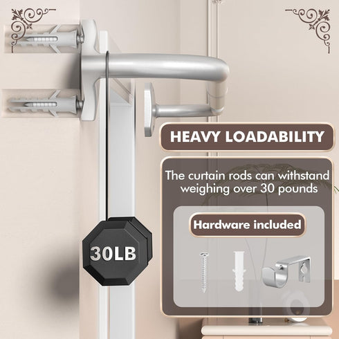 Silver Curtain Rods for Windows, Adjustable 48 to 84 Inch Blackout Curtain Rod, 5/8 Inch Diameter Wrap Around