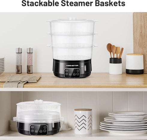 13.7QT 3 800W Electric Food Steamer for Cooking, Vegetable Steamer with Tiers BPA-Free Baskets, Digital Steamer