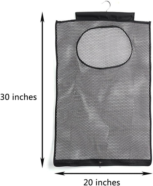 Breathable Mesh Laundry Hamper,Foldable Hanging Storage Basket,Portable Space Saving Storage Bag (Black) by ALYER
