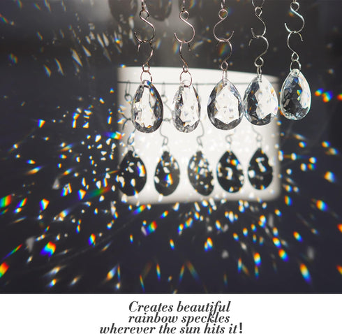 10pcs 38mm Clear Crystal Teardrops Chandelier Parts,Chandelier Crystal Prisms Pendants with Hook,Hanging Crystals