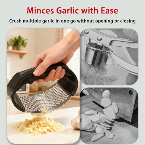 Generic Garlic press rocker, Stainless Steel Garlic Crusher Effortless Mincing, Rust-Resistant Kitchen Gadget