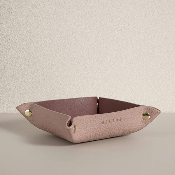 OLETHA Small Valet Tray, Travel Catch All Bowl for Keys, Jewelry, Wallet & Change, Pink Desk Organizer