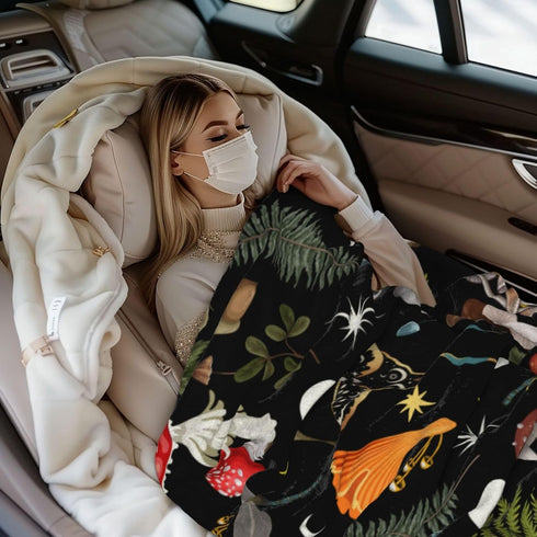 Siiuuol 80x60 Inch Wild Forest Mushrooms Throws Blanket Gifts for Men Women Gfits Couch Bed Bedding Soft Moth Moon