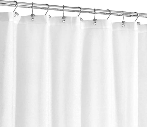 N&Y HOME Fabric Shower Curtain or Liner with Magnets, Soft Cloth Machine Washable Shower Liner, White, 72x72