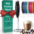 Elementi Milk Frother Wand & Drink Mixer with Stand - Handheld Coffee Mixer, Black