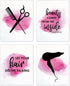 TLESKE Beauty Salon Quotes Posters Prints Unframed Set of 4, Cosmetology Wall Art