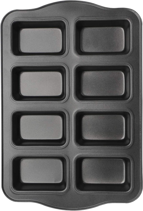 Beasea Mini Loaf Pan, 8 Cavity Nonstick Bakeware, Carbon Steel Square Bread Pan for Baking Oven Cakes