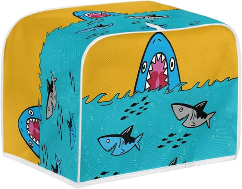 Sharks Toaster Cover 2 Slice, Bread Maker Cover Dust and Fingerprint Protection Fits for Most 2 Slice Long Slot Toasters Washable Kitchen Appliance Dust Cover with Top Handle,S