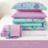 Set, 5 Set DHSFKBE Twin Comforter Piece Bed in a Bag, Boho Aqua and Lilac Damask Medallion Print Comforter with Sheets