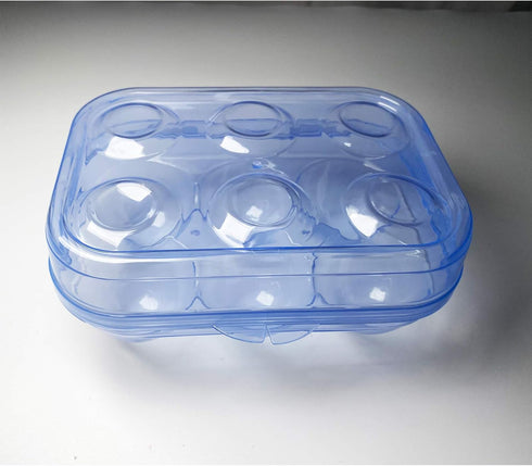 JAMOR 6 Grid Egg Storage Box, Portable Egg Carriage Container for Refrigerator, Camping, Picnic Essential (Blue)