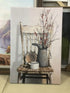 Farmhouse Canvas Wall Art Rustic Flower Theme Painting, Wood Framed Bathroom Decor, Easy to Hang Size 16 x 24