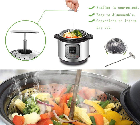 Veggie Steamer Basket, Stainless Steel Folding Vegetable Steamer Insert, Expandable for Various Size Pots (5.5" to 9")