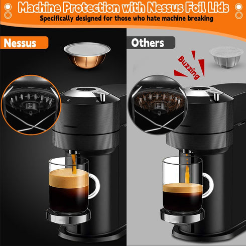 Aluminum Foil Lids for Nespresso Vertuo Reusable Pods, 100 PCS Foil Seal Cover for Refill Espresso Coffee Capsule,