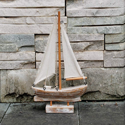 Sailboat 10.75" Linfevisi Wooden Decorations Nautical Sail Boats Model Decoration Beach Coastal Ocean Themed Home Decor
