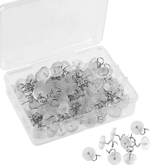 KUUQA 100 Pieces Upholstery Twist Pins, Clear Heads Bed Skirt Pins for Slipcovers and Bedskirts