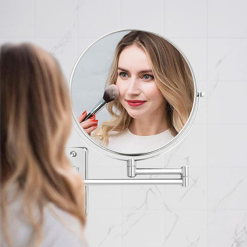 AumVum 8 inch 1X/10X 10X) 360 Wall Mounted Makeup Mirror, Magnifying Double-Sided Wall Mount Shaving Mirror (Close-Up