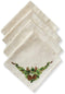 Benson Mills Christmas Ribbons Printed Fabric Cloth Napkins Set of 4, 19" X 19" for Holiday Tablecloths