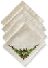 Benson Mills Christmas Ribbons Printed Fabric Cloth Napkins Set of 4, 19" X 19" for Holiday Tablecloths