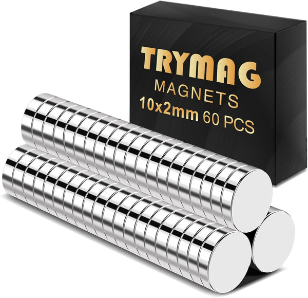 TRMAG 60Pcs Refrigerator Magnets - 10x2mm Rare Earth Neodymium Disc Magnets for Crafts, DIY, Kitchen, Office