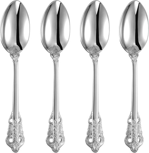 KEAWELL Luxury Dinner Spoon Set of 4, 18/10 Stainless Steel Mirror Polished Tablespoons, 7.8 Inches, Silver