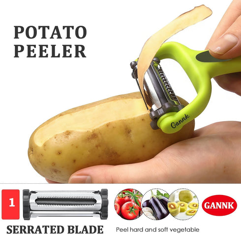 3 1 GANNK Potato Apple Vegetable Peelers for Kitchen, I and Y Peelers for Fruit Veggie Potatoes Carrot Cucumber