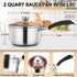 LIANYU 2QT Stainless Steel Saucepan with Lid, Small Soup Milk Pan for Home Kitchen, Dishwasher Safe