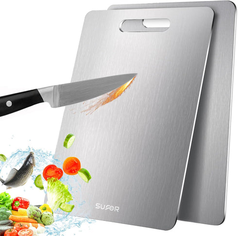 2 Pack Titanium Cutting Board, 100% Pure Titanium Cutting Boards For Kitchen,