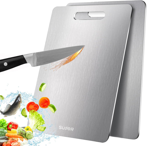 2 Pack Titanium Cutting Board, 100% Pure Titanium Cutting Boards For Kitchen,
