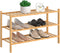 RONGJlA 3 Tier Bamboo Shoe Rack for Closet Free Standing Wood Shoe