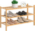 RONGJlA 3 Tier Bamboo Shoe Rack for Closet Free Standing Wood Shoe