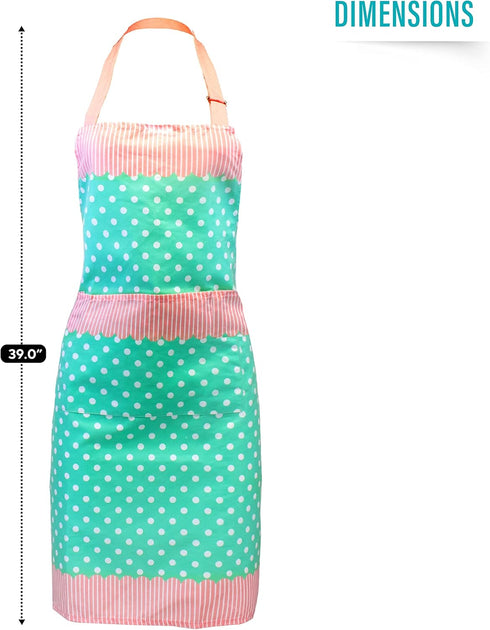 Apron | Heat Resistant Cotton Kitchen, Decorative Kitchen Apron in Dotted Blue Design.