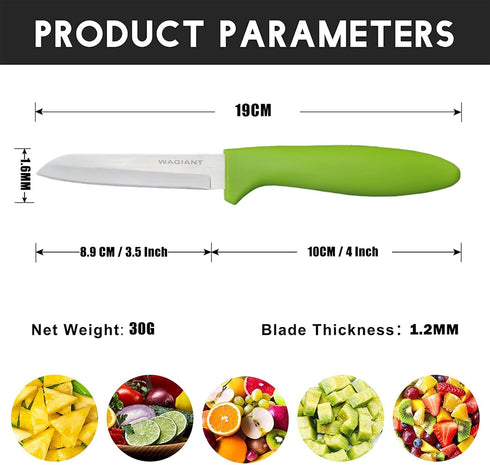 Paring Knife Set of 6 PCS, 3.5 Inch Stainless Steel Fruit & Vegetable Knives, Comfortable Multi-Color Handles