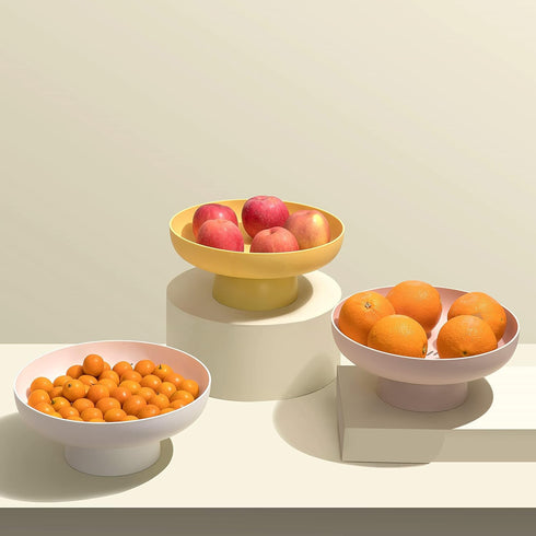 Fruit Bowl Basket for Kitchen Countertop, Stand Organization Decor Centerpiece for Kitchen or Dining Room Tables - White