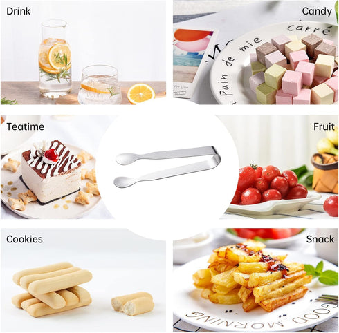 Ice Tongs for Sugar Cubes - 6 Pack Stainless Steel Mini Serving Tongs for Appetizers, Tea Party, Coffee Bar (6 PCS)