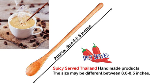 Rose Wood 8.5" Long Handle Coffee Tea Stirrer Mixing Spoons, Set of 6