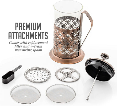 OVENTE French Press Coffee Maker, 34 Ounce, Durable Borosilicate Glass with Stainless Steel Filter Plunger System