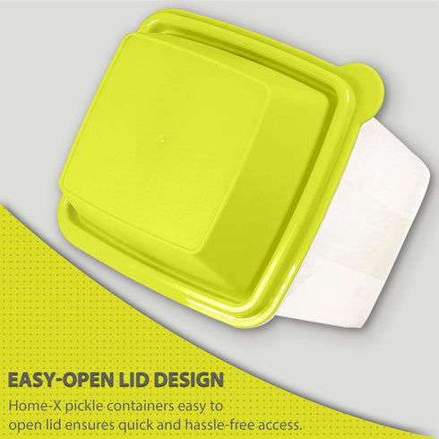 Home-X Pickle Container with Strainer - BPA Free Jalapeno Holder for Mess-Free Food Storage, Easy Open Lid Design