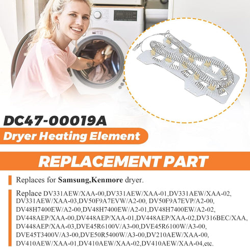 Compatible Dryer Heating Element for Samsung DV220AEW/XAA, DV328AEW/XAA-0001, DV337AEG/XAA-0000