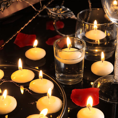 Nuanchu 20 Pcs Small Unscented Floating Candles, 1.5 Inch Centerpieces for Wedding Party and Home Decor (White)