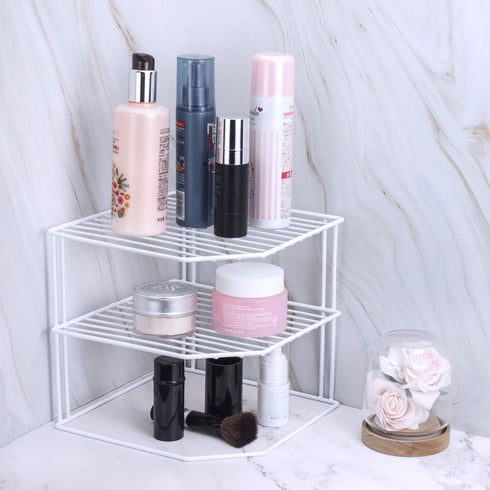 ROFAY 3 (Pack 2) Kitchen Cupboard Organiser, Tier White Corner Plate Rack for Kitchen Cupboard Storage - Cupboard Shelf