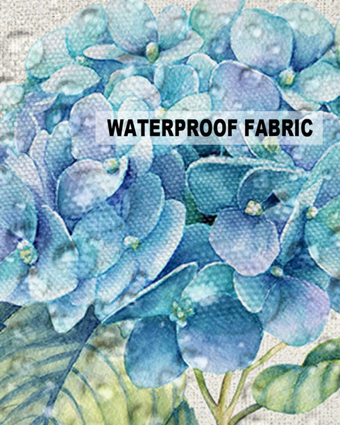 Farm Outdoor Pillow Covers Set of 2, Blue Hydrangea Flower Butterfly Decorative Waterproof Throw Pillow Case,