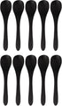 BambooMN Mini Black Serving Spoons, Tiny Wooden Spoons for Spices, 10pcs Black Oval 3.5"