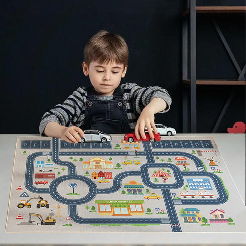 HOJOMACA 3247inch, Car Rug Road Carpet Play Mat for Toy Cars, Non-Slip Race Track Carpet Rug, Educational Area Play