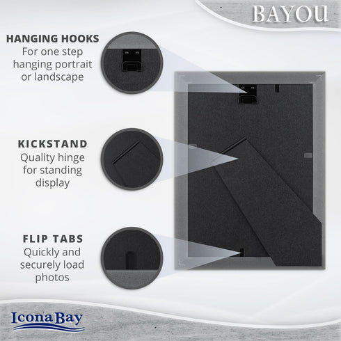 Icona Bay 5x7 Cloudy White Picture Frame - Cape Cod Style, Table Top or Wall Mount, Bayou Collection