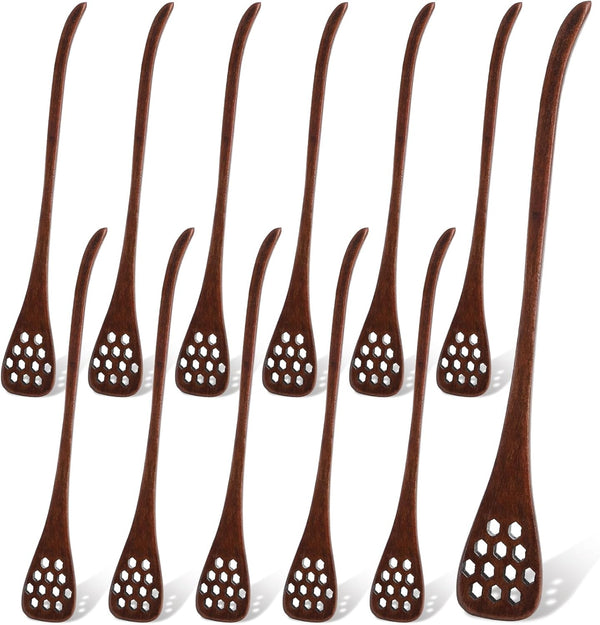 Cididu 12 Pack Wood Honey Dipper, Honey Spoon Sticks, Honey Mixing Stirrers
